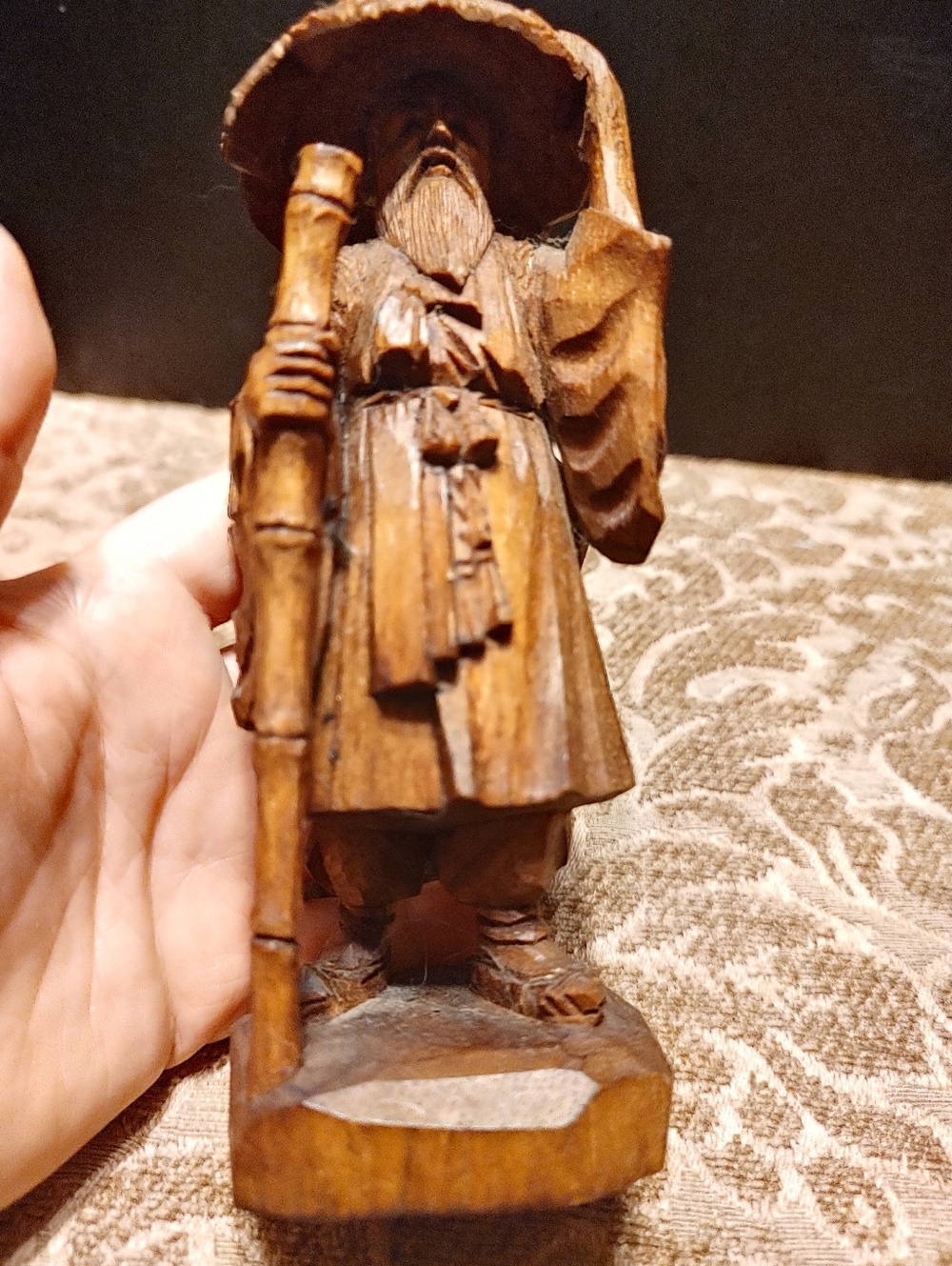 🔸⛩️🔸Elaborate Artist Signed Antique Vtg Hand Carved Asian Oriental Figurine
